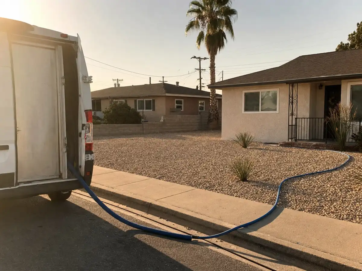 Service van arriving on a Alhambra, CA street — local same-day coverage